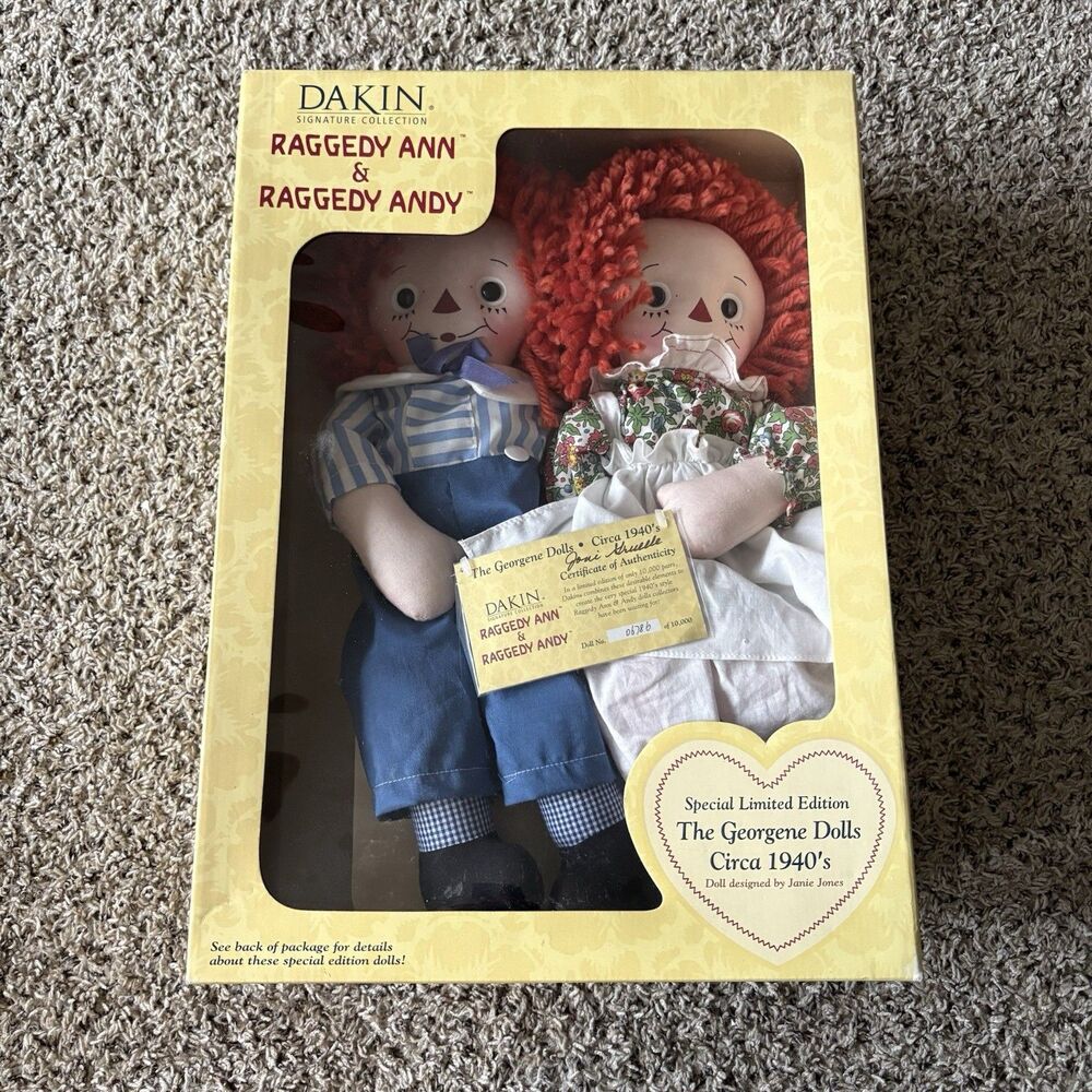 Vintage Raggedy Ann & Andy Dolls Dakin Signature Collection Circa 1940s Set